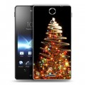 Дизайнерский пластиковый чехол для Sony Xperia TX Новогодняя елка