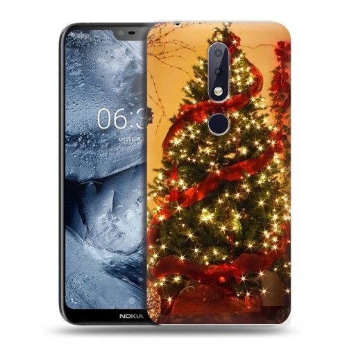 Дизайнерский пластиковый чехол для Nokia 6.1 Plus Новогодняя елка