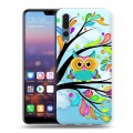 Дизайнерский силиконовый с усиленными углами чехол для Huawei P20 Pro Совы