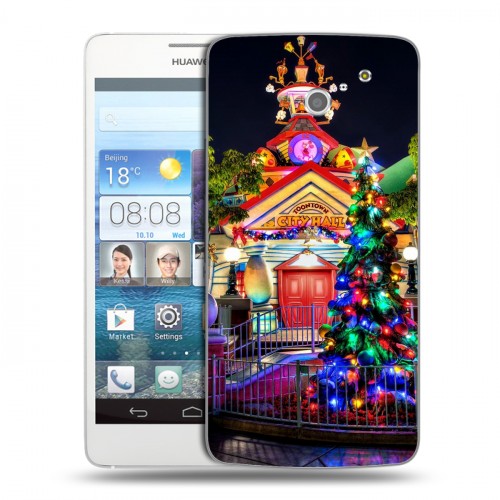 Дизайнерский пластиковый чехол для Huawei Ascend D2 Новогодняя елка