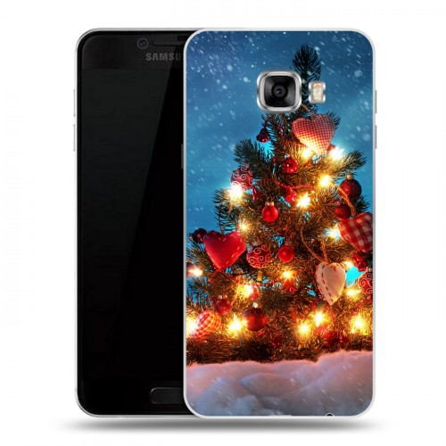 Дизайнерский пластиковый чехол для Samsung Galaxy C5 Новогодняя елка