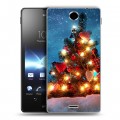 Дизайнерский пластиковый чехол для Sony Xperia TX Новогодняя елка