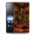 Дизайнерский пластиковый чехол для Sony Xperia TX Новогодняя елка