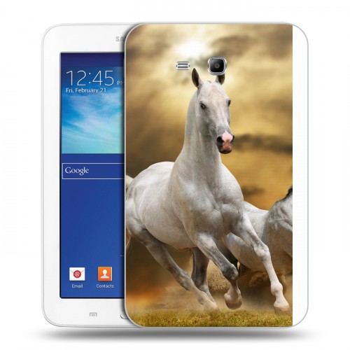 Дизайнерский силиконовый чехол для Samsung Galaxy Tab 3 Lite Лошади