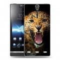 Дизайнерский пластиковый чехол для Sony Xperia S Леопард