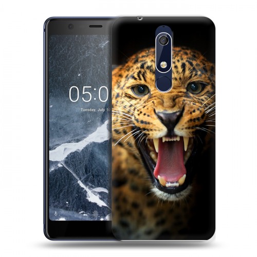 Дизайнерский пластиковый чехол для Nokia 5.1 Леопард