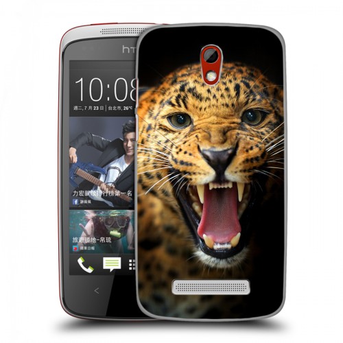 Дизайнерский пластиковый чехол для HTC Desire 500 Леопард