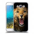 Дизайнерский пластиковый чехол для Samsung Galaxy E5 Леопард