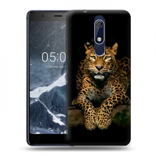 Дизайнерский пластиковый чехол для Nokia 5.1 Леопард