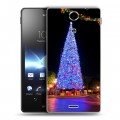 Дизайнерский пластиковый чехол для Sony Xperia TX Новогодняя елка