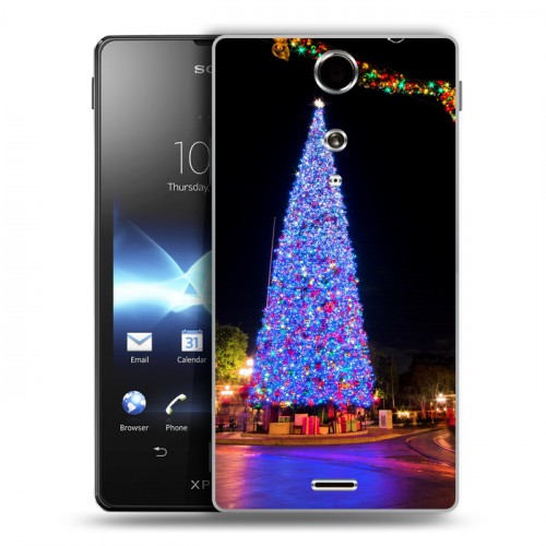 Дизайнерский пластиковый чехол для Sony Xperia TX Новогодняя елка