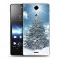 Дизайнерский пластиковый чехол для Sony Xperia TX Новогодняя елка