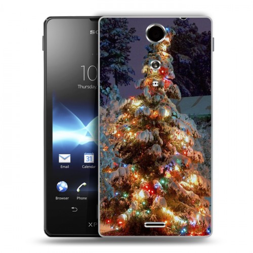 Дизайнерский пластиковый чехол для Sony Xperia TX Новогодняя елка