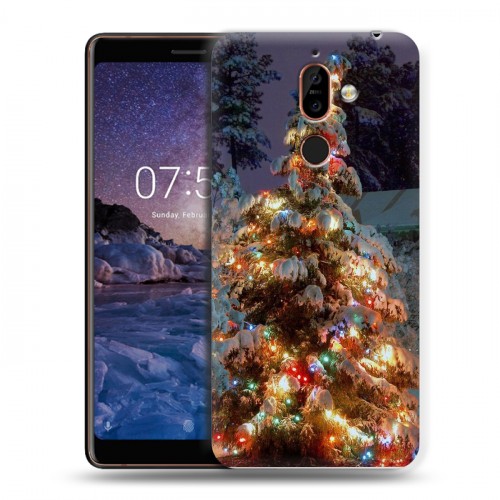 Дизайнерский пластиковый чехол для Nokia 7 Plus Новогодняя елка