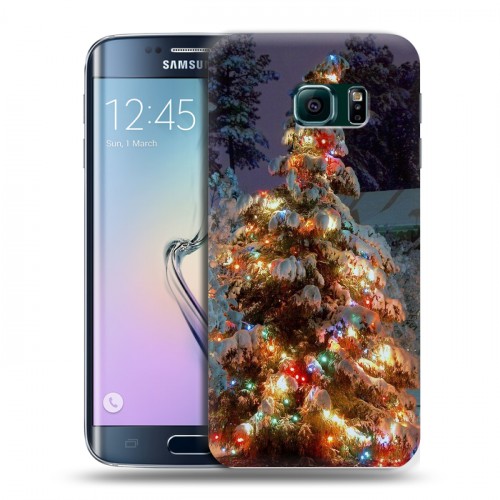 Дизайнерский пластиковый чехол для Samsung Galaxy S6 Edge Новогодняя елка