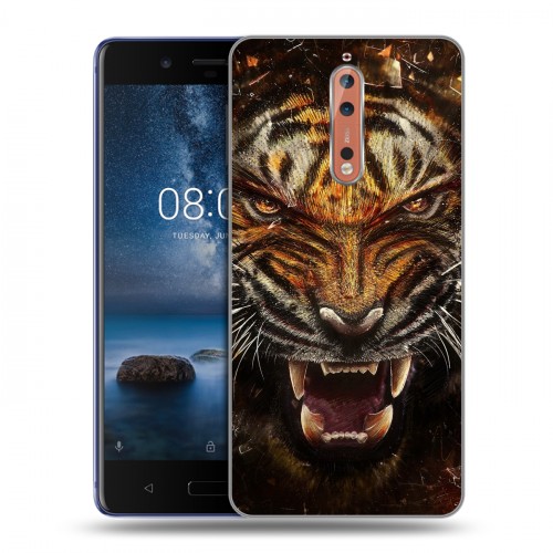 Дизайнерский пластиковый чехол для Nokia 8 Тигры