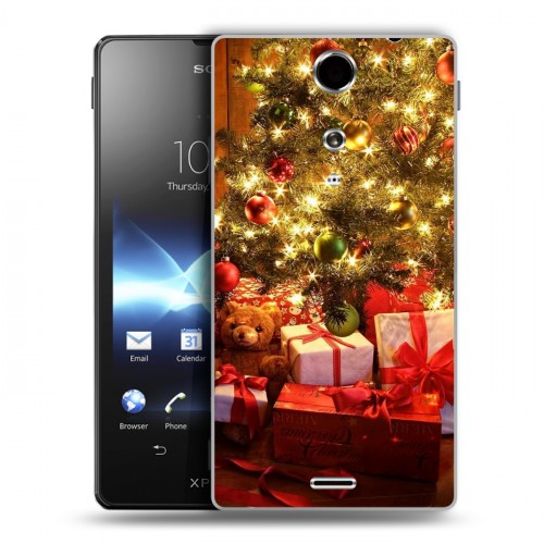 Дизайнерский пластиковый чехол для Sony Xperia TX Новогодняя елка