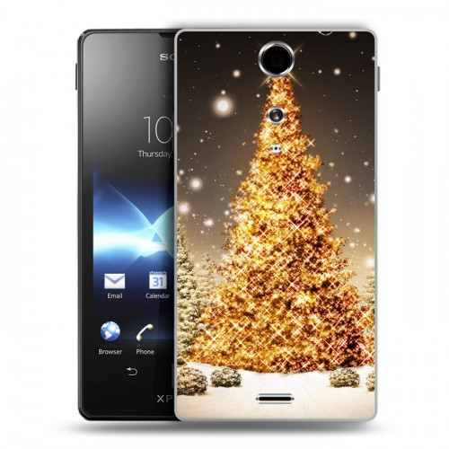 Дизайнерский пластиковый чехол для Sony Xperia TX Новогодняя елка