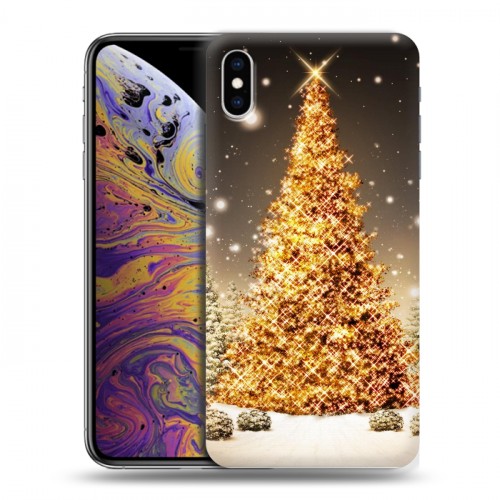 Дизайнерский силиконовый чехол для Iphone Xs Max Новогодняя елка