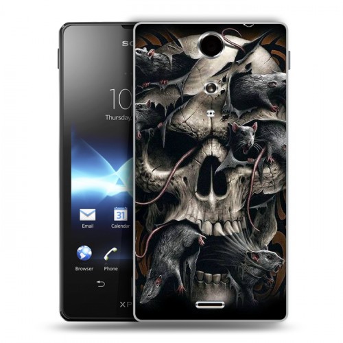 Дизайнерский пластиковый чехол для Sony Xperia TX Мир черепов