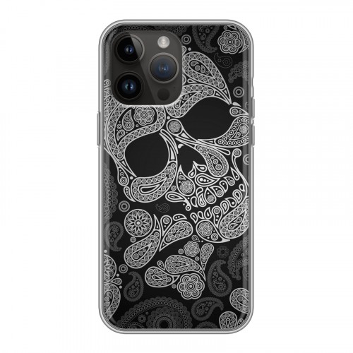 Дизайнерский силиконовый с усиленными углами чехол для Iphone 14 Pro Max Арт черепа