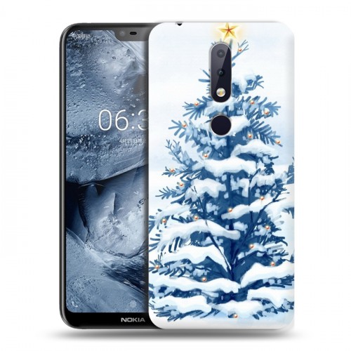 Дизайнерский пластиковый чехол для Nokia 6.1 Plus Новогодняя елка