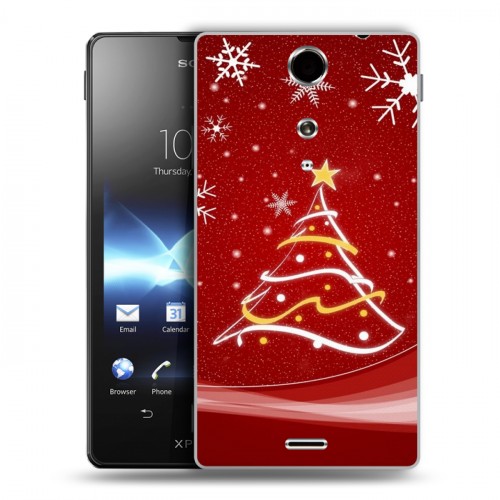 Дизайнерский пластиковый чехол для Sony Xperia TX Новогодняя елка