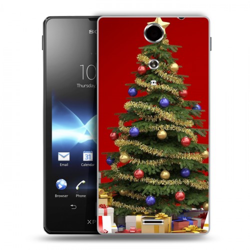 Дизайнерский пластиковый чехол для Sony Xperia TX Новогодняя елка