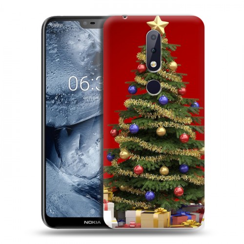 Дизайнерский пластиковый чехол для Nokia 6.1 Plus Новогодняя елка