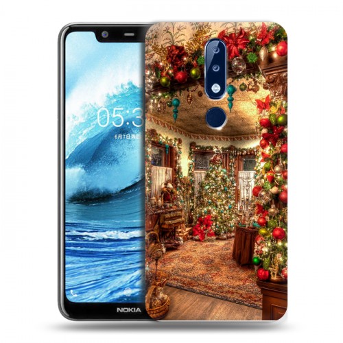 Дизайнерский пластиковый чехол для Nokia 5.1 Plus Новогодняя елка