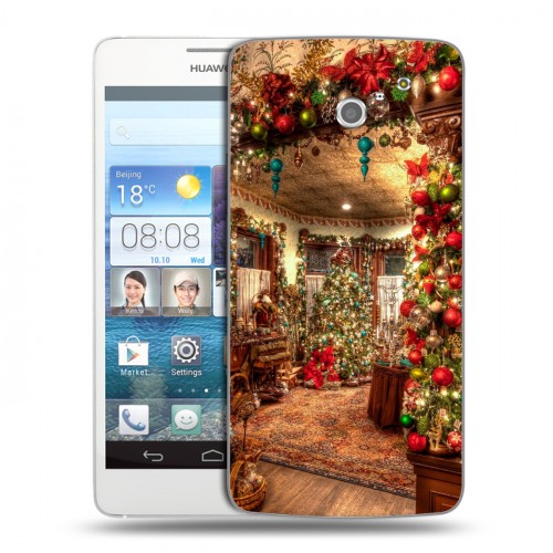 Дизайнерский пластиковый чехол для Huawei Ascend D2 Новогодняя елка