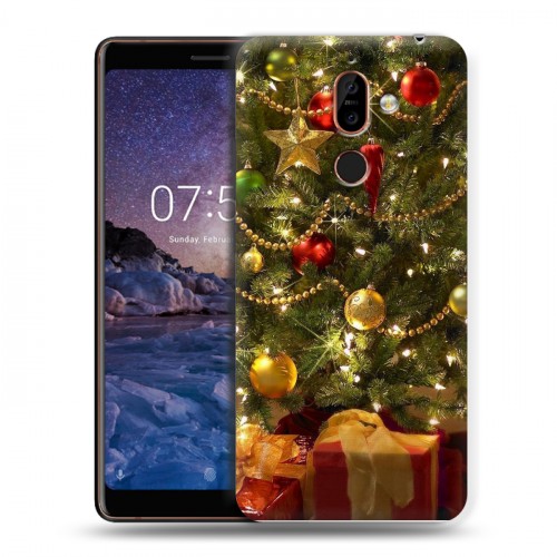 Дизайнерский пластиковый чехол для Nokia 7 Plus Новогодняя елка