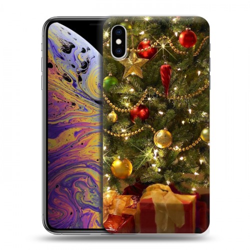 Дизайнерский силиконовый чехол для Iphone Xs Max Новогодняя елка