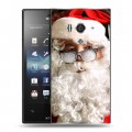 Дизайнерский пластиковый чехол для Sony Xperia acro S Дед мороз и Санта