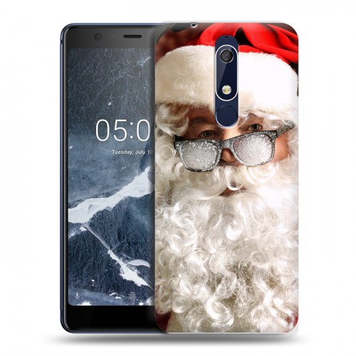 Дизайнерский пластиковый чехол для Nokia 5.1 Дед мороз и Санта