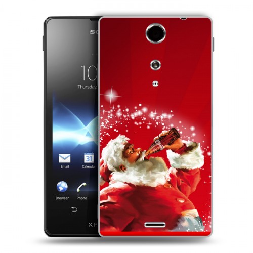 Дизайнерский пластиковый чехол для Sony Xperia TX Дед мороз и Санта