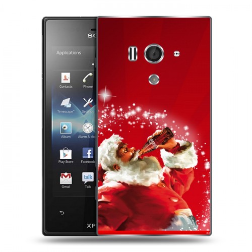 Дизайнерский пластиковый чехол для Sony Xperia acro S Дед мороз и Санта