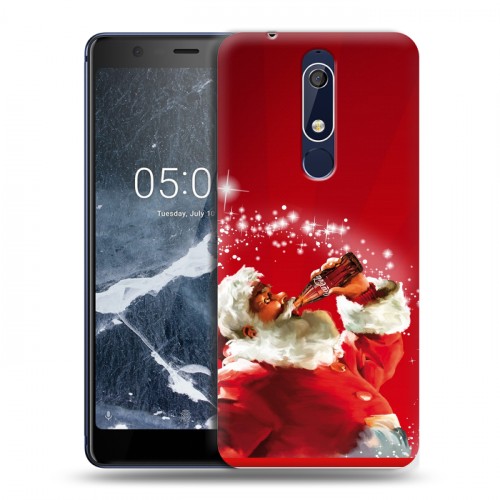 Дизайнерский пластиковый чехол для Nokia 5.1 Дед мороз и Санта