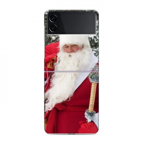 Дизайнерский пластиковый чехол для Samsung Galaxy Z Flip 3 Дед мороз и Санта
