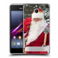 Дизайнерский силиконовый чехол для Sony Xperia E1 Дед мороз и Санта