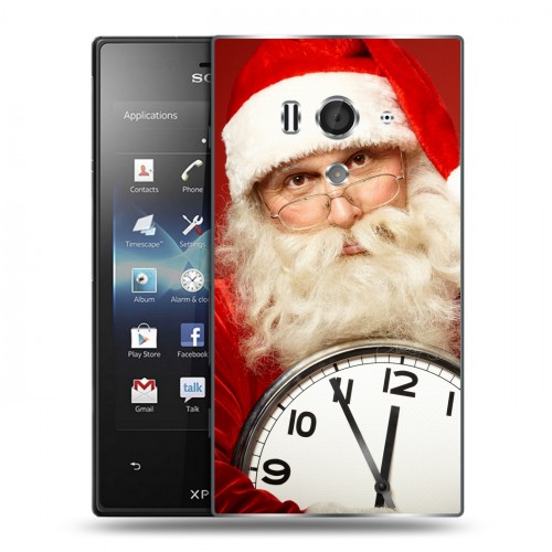 Дизайнерский пластиковый чехол для Sony Xperia acro S Дед мороз и Санта