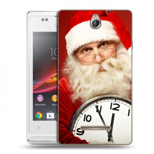 Дизайнерский пластиковый чехол для Sony Xperia E Дед мороз и Санта