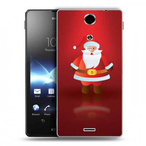 Дизайнерский пластиковый чехол для Sony Xperia TX Дед мороз и Санта