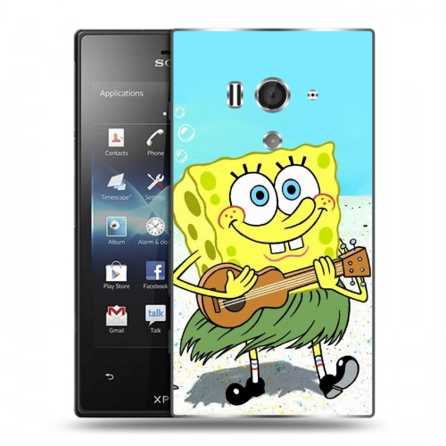 Дизайнерский пластиковый чехол для Sony Xperia acro S Губка Боб