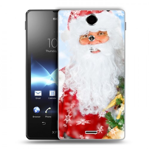 Дизайнерский пластиковый чехол для Sony Xperia TX Дед мороз и Санта