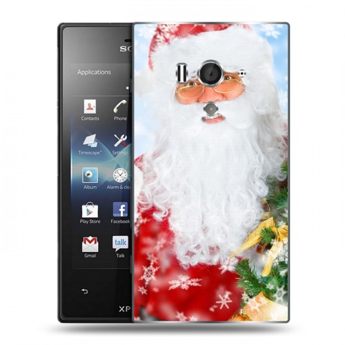 Дизайнерский пластиковый чехол для Sony Xperia acro S Дед мороз и Санта