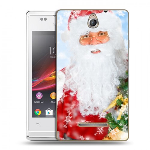 Дизайнерский пластиковый чехол для Sony Xperia E Дед мороз и Санта