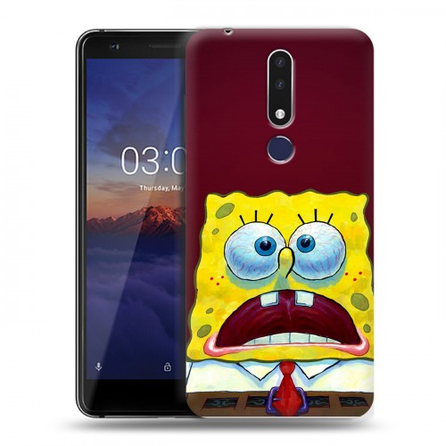 Дизайнерский силиконовый чехол для Nokia 3.1 Plus Губка Боб