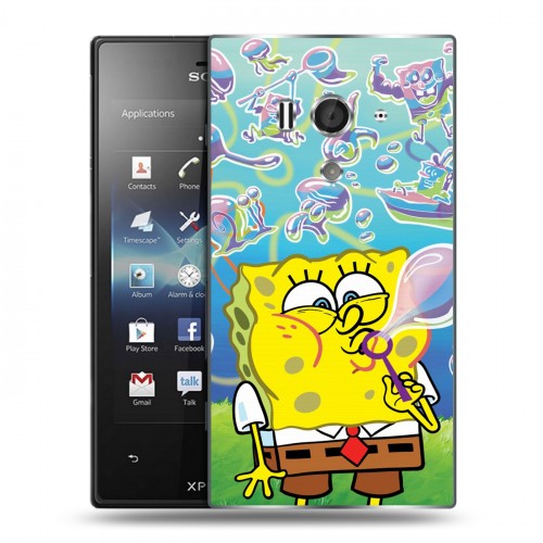 Дизайнерский пластиковый чехол для Sony Xperia acro S Губка Боб