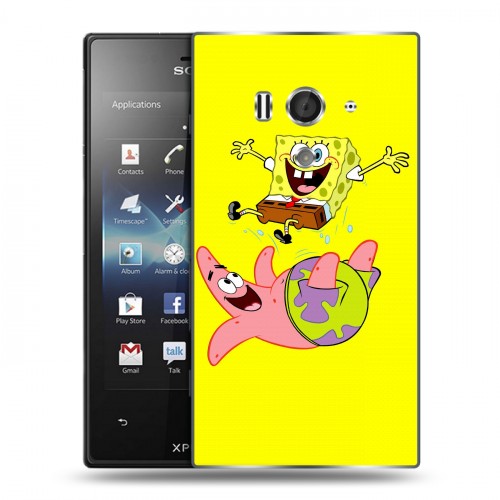 Дизайнерский пластиковый чехол для Sony Xperia acro S Губка Боб